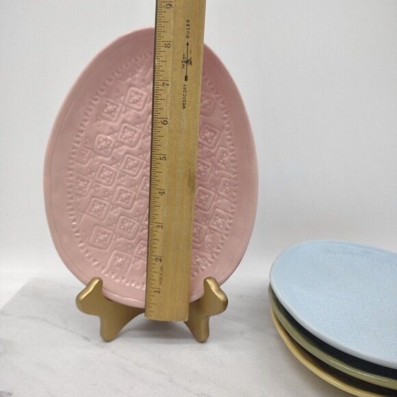 Set of 4 Pottery Barn Easter Egg Ceramic Plates Textured...